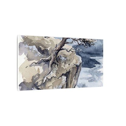 Pine Tree Canvas Art | Winter Japandi Watercolor Art