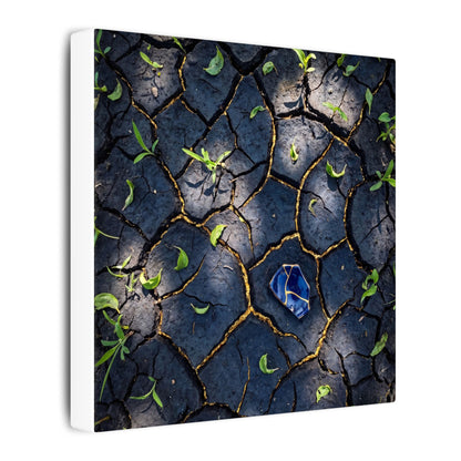 Cracked Earth Canvas Art | Spring Dark Japandi Moody Minimal Art