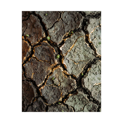 Cracked Earth Japanese Pattern Wall Art Print | Elegant Japandi Art