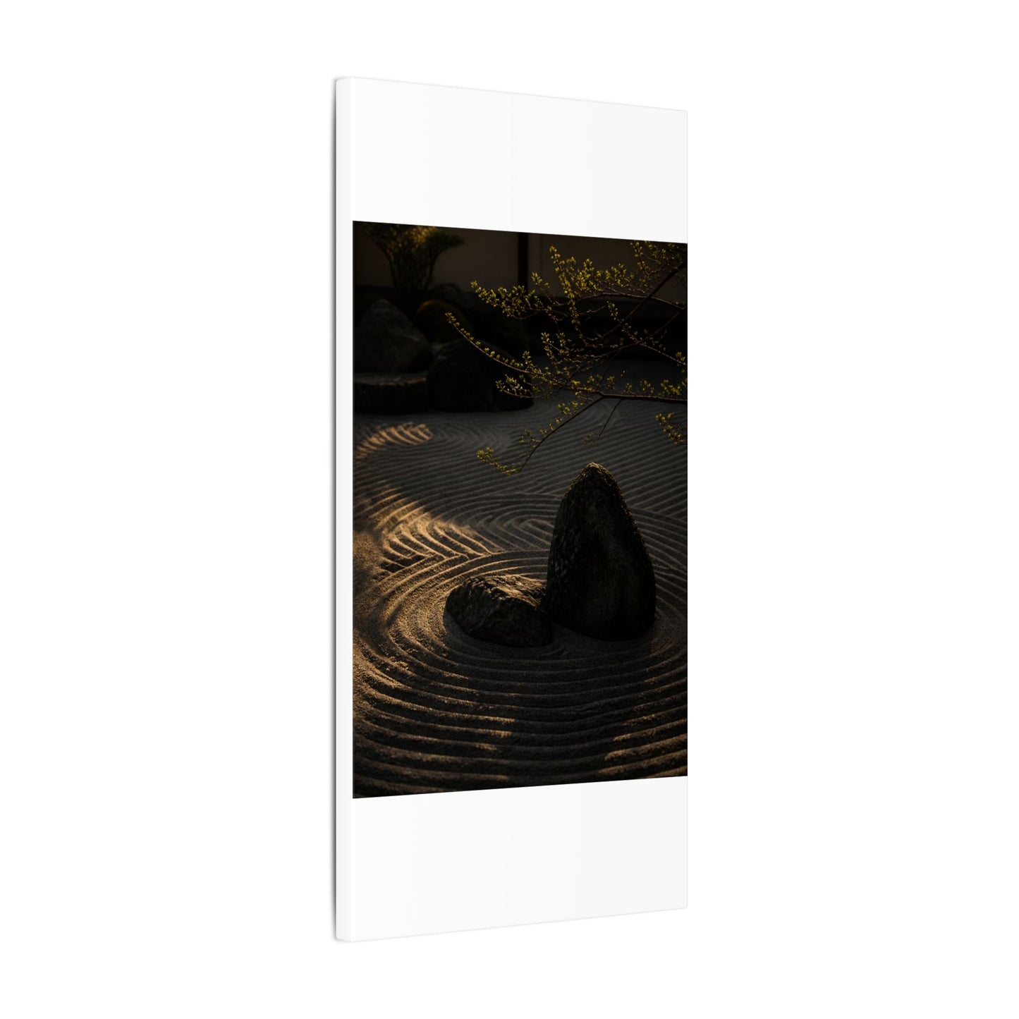 Ma Rock Garden Canvas Art - Dark Japandi Shadow Zen