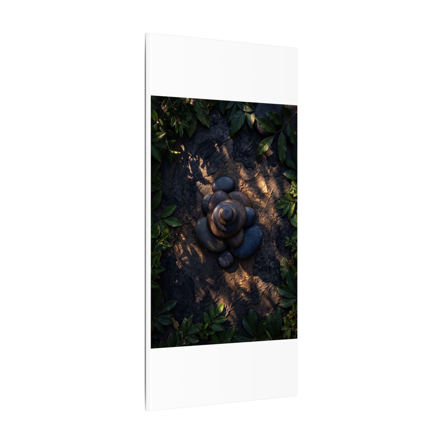Ma River Stones Canvas Art - Dark Japandi Dark Texture