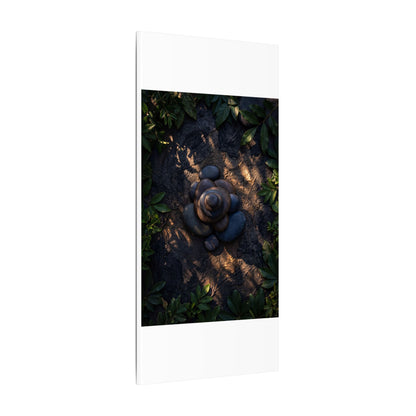 Ma River Stones Canvas Art - Dark Japandi Dark Texture