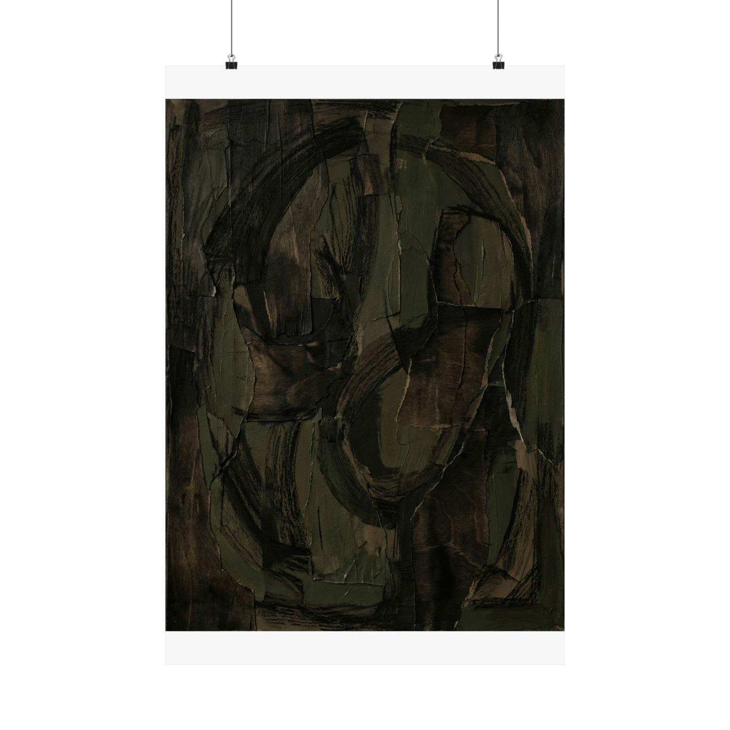 Mixed Media Dark Japandi Textured Wall Art Print | Mixed Media Dark Texture Art Print