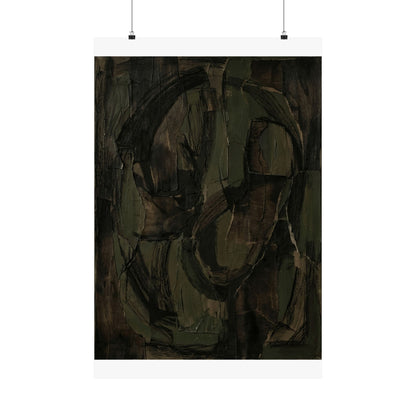 Mixed Media Dark Japandi Textured Wall Art Print | Mixed Media Dark Texture Art Print