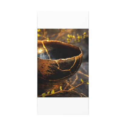 Kintsugi Ceramic Bowl in Golden Hour | Gold Vein Canvas Art