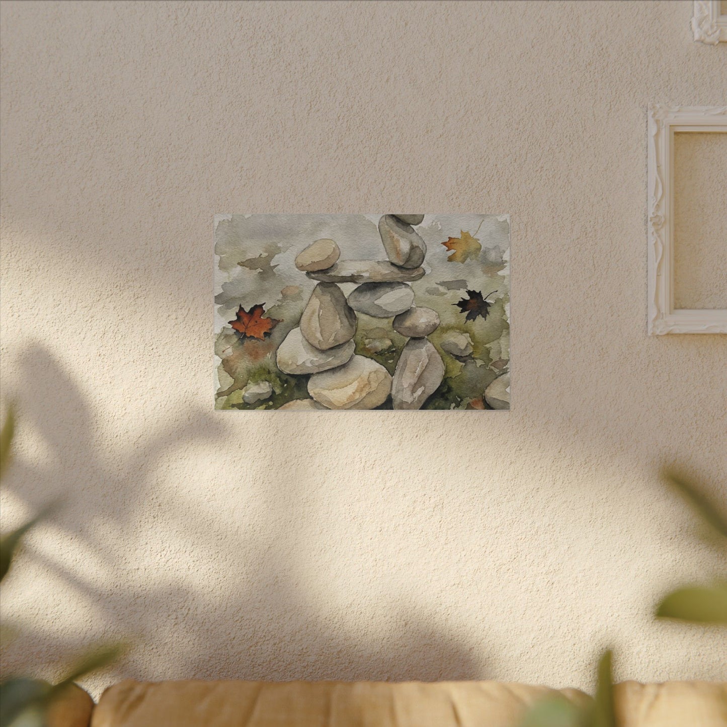 Overcast River Stones Canvas Art - Japandi Fukinsei