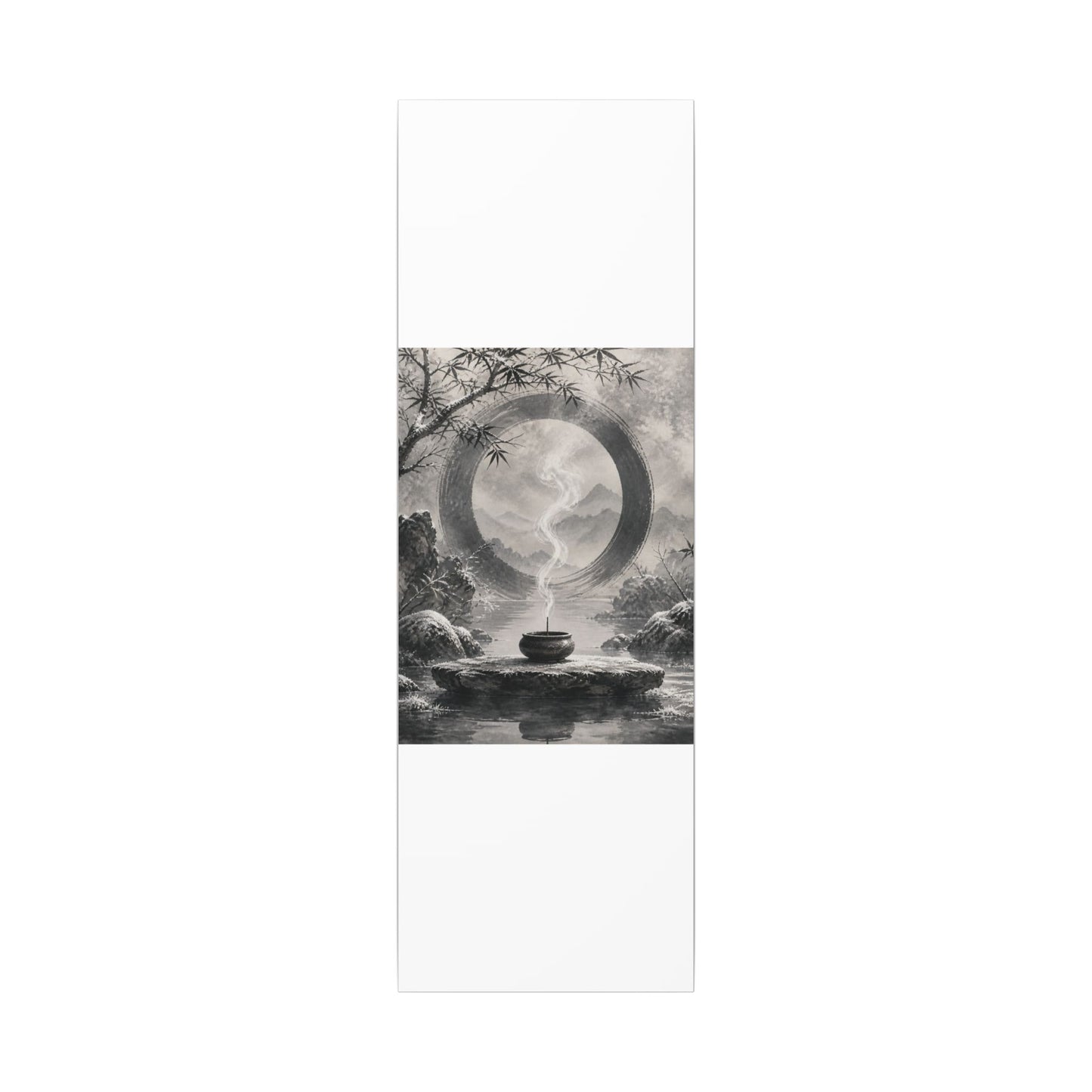 Incense Smoke Canvas Art | Winter Zen Sumi E Art