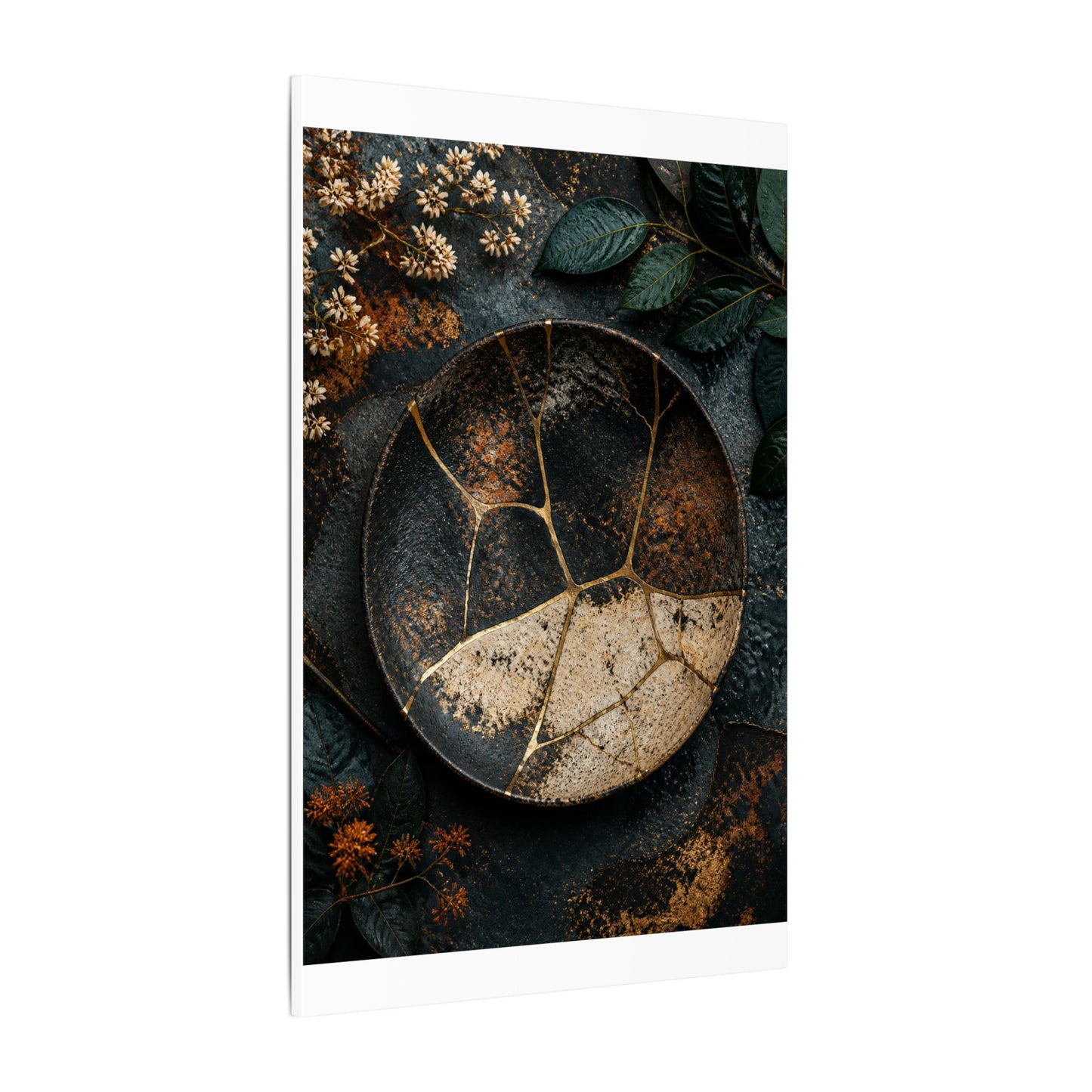 Kintsugi Rust Patina in Dawn | Gold Repair Canvas Art