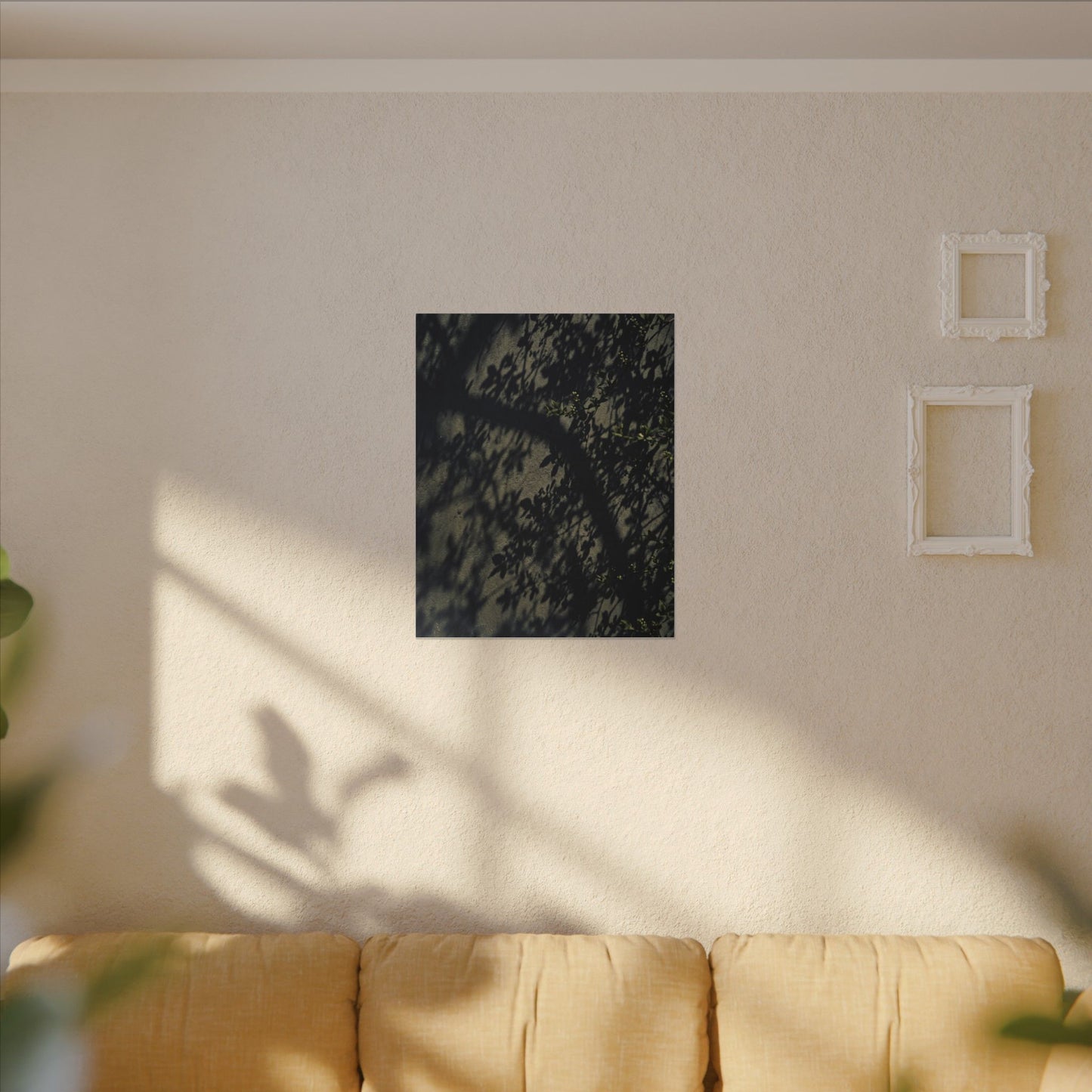 Atmospheric Shadow Play Canvas Art - Moody Minimal Dark Japandi