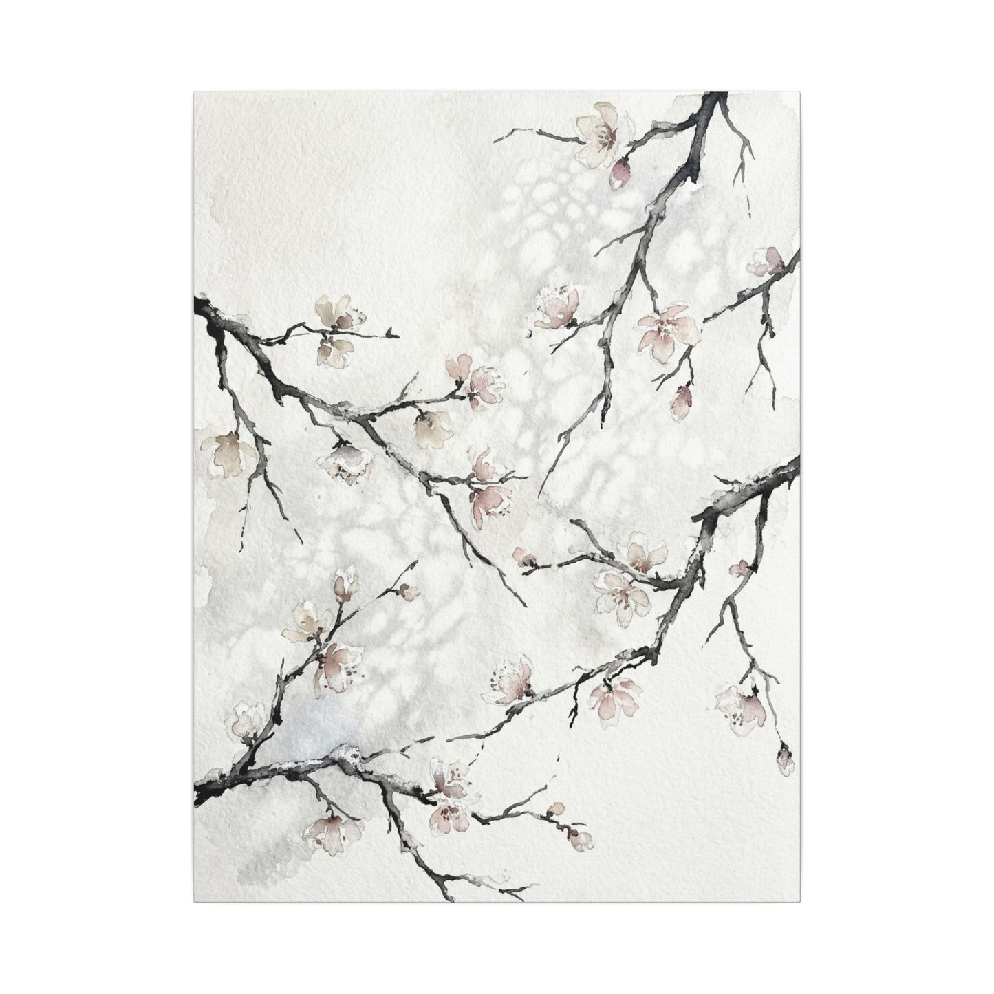Cherry Blossom Canvas Art | Winter Japandi Watercolor Art