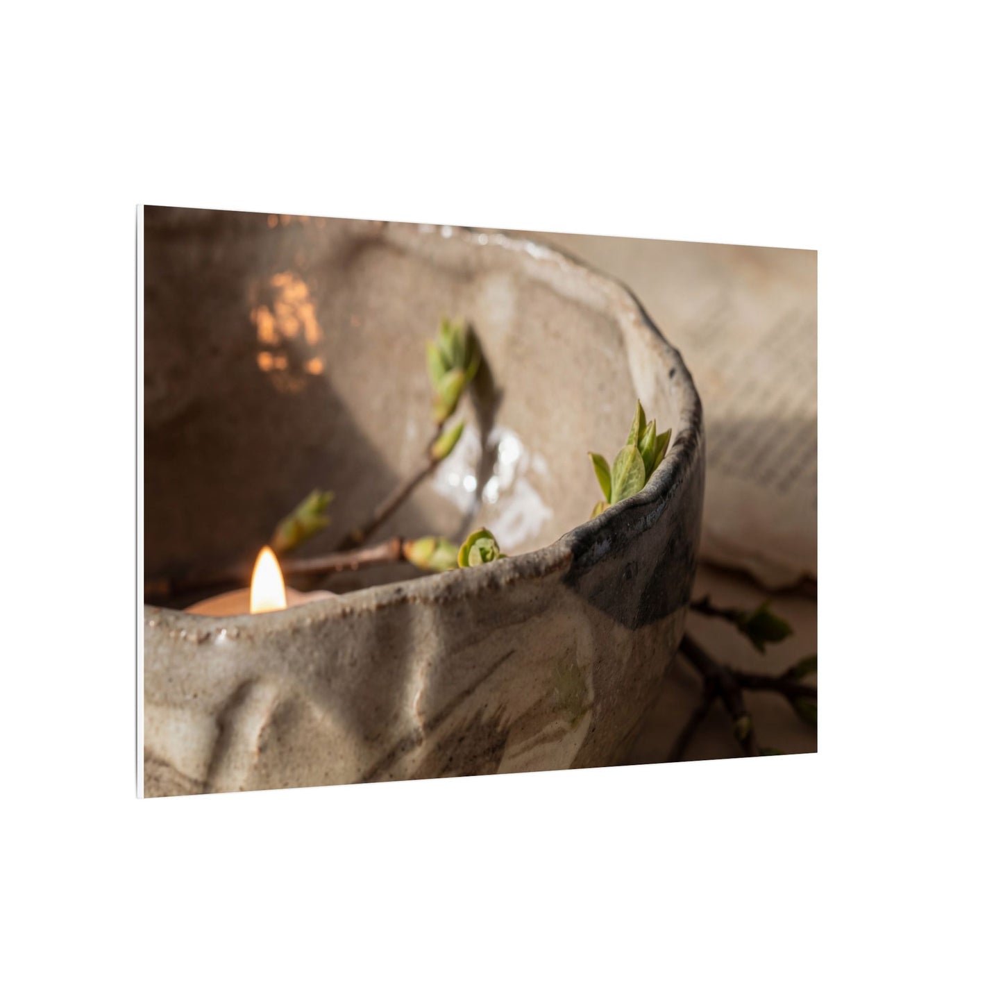 Candlelight Ceramic Bowl Canvas Art - Japandi Ma