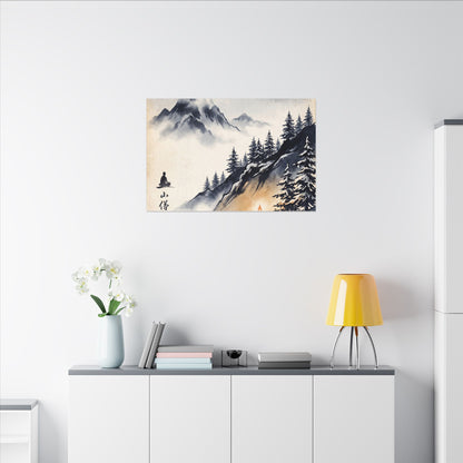 Mountain Mist Canvas Art | Winter Zen Ukiyo E Inspired Art