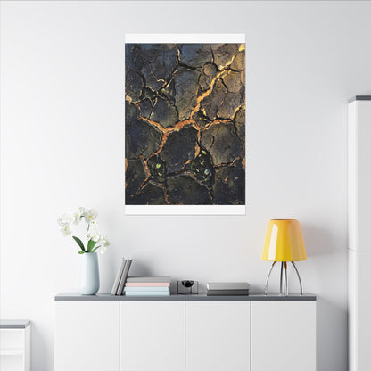 Cracked Earth Spring Canvas Art | Dark Japandi Atmospheric Design