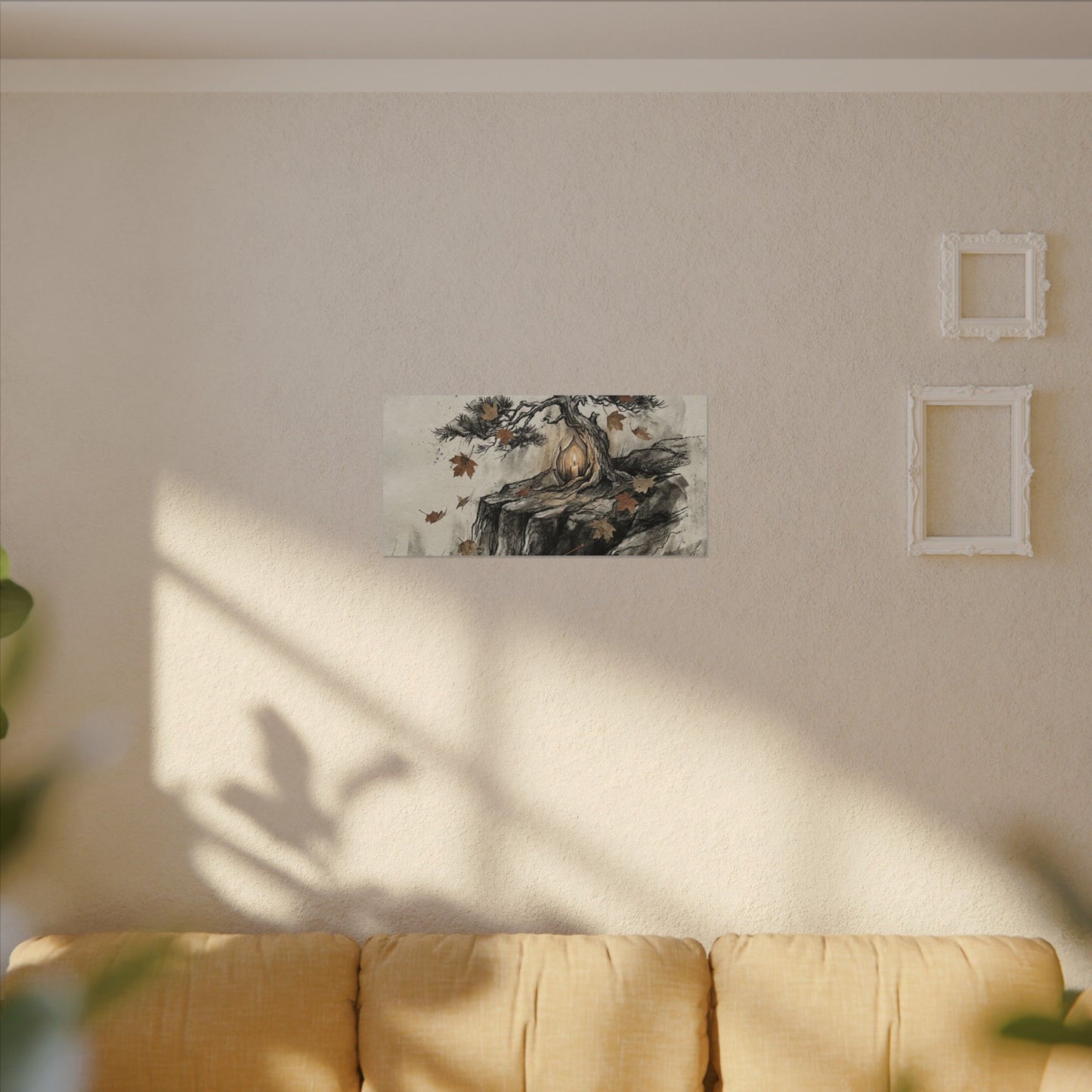 Pine Tree Autumn Canvas Art | Japandi Earthy Design