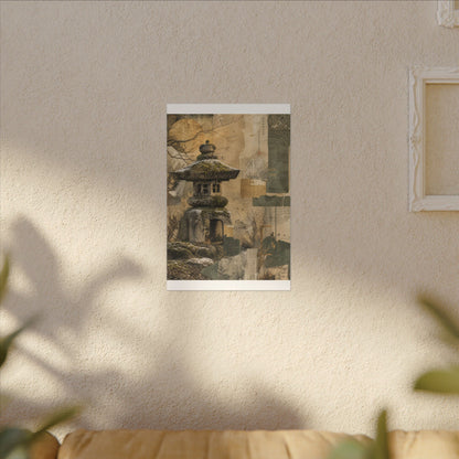Elegant Stone Lantern Canvas Art - Texture Japandi