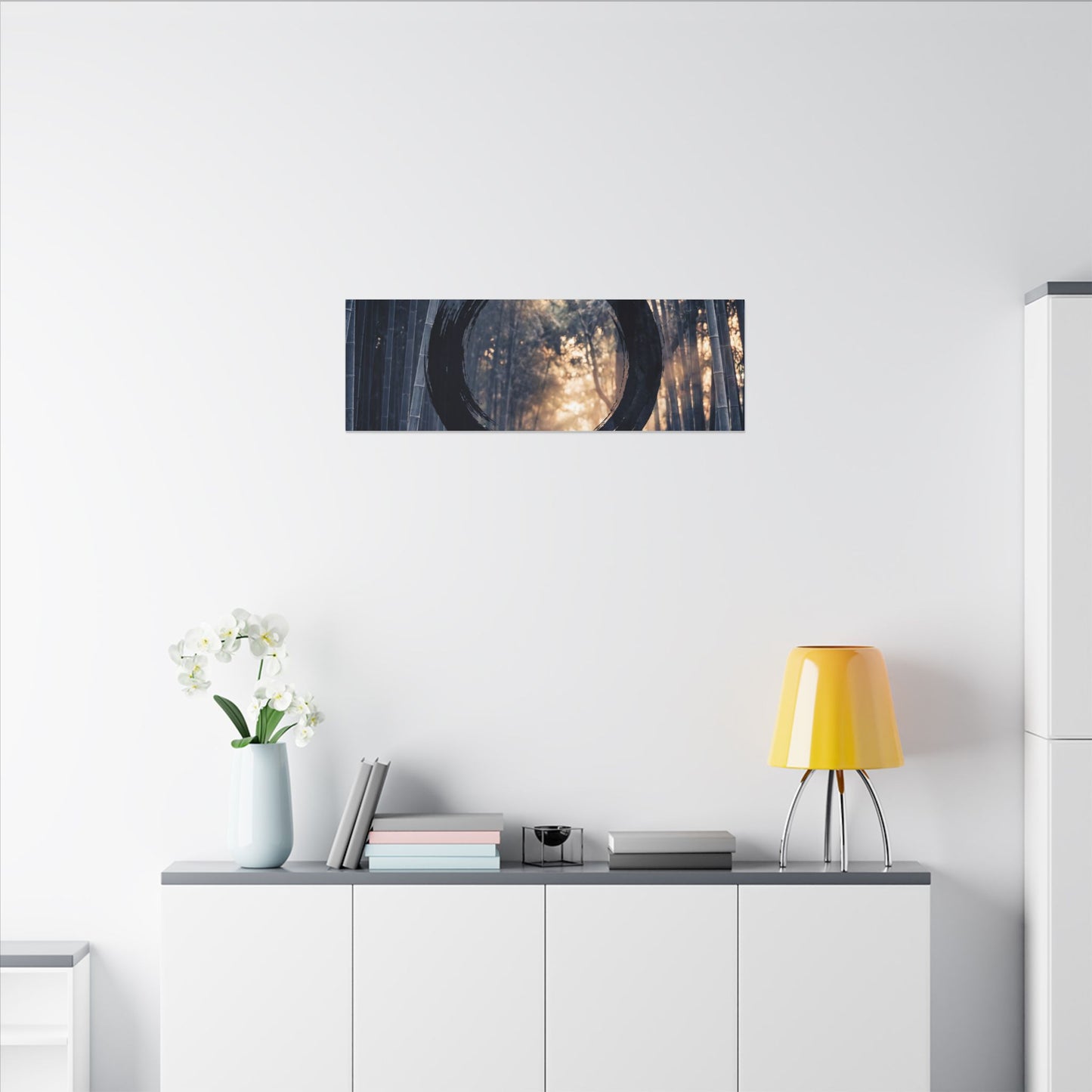Bamboo Grove Canvas Art | Winter Zen Enso Art