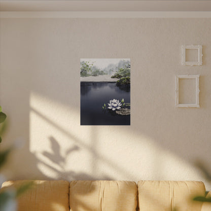 Lotus Flower Karesansui Canvas Art | Tranquil Zen Art