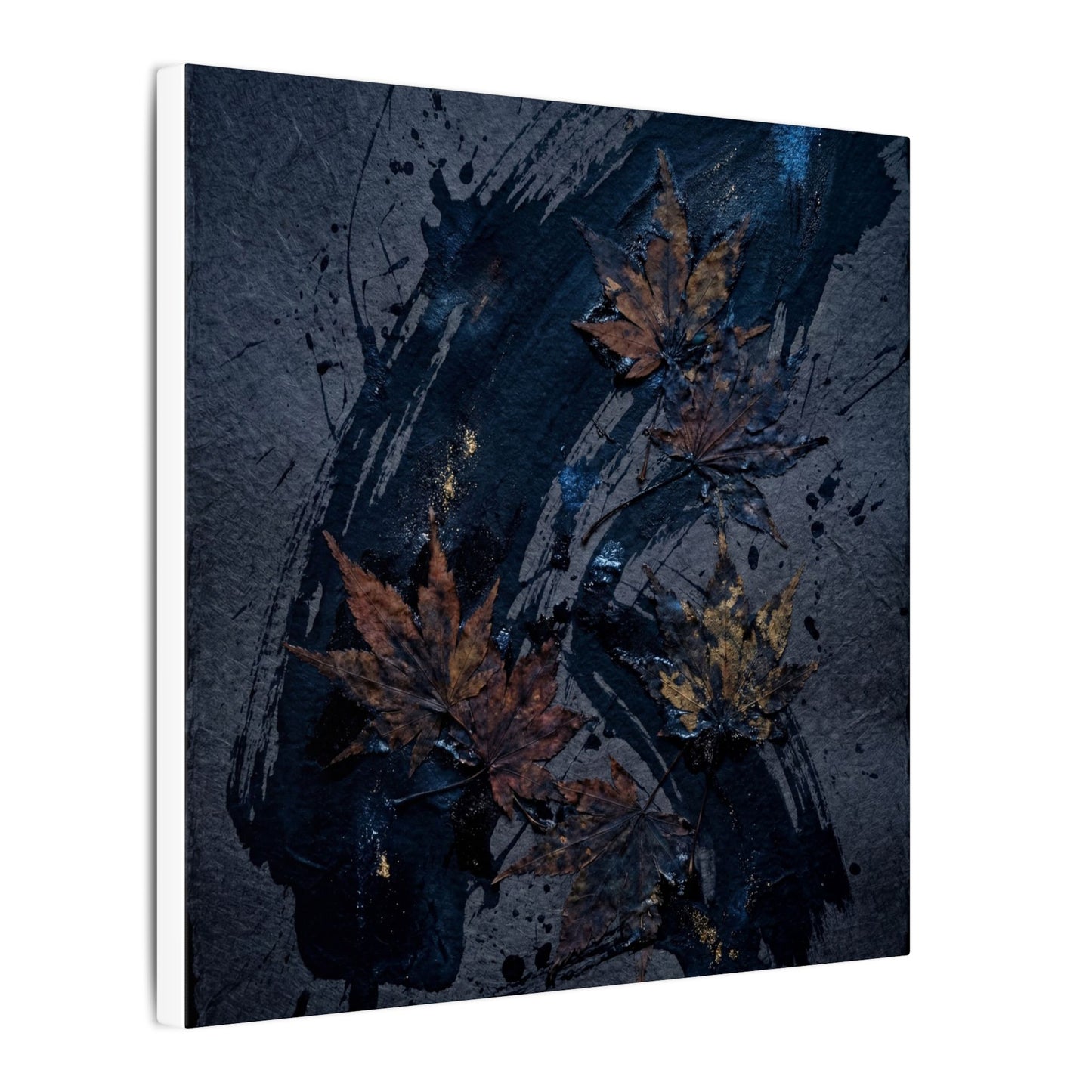 Sophisticated Ink Brushstroke Canvas Art - Dark Texture Dark Japandi