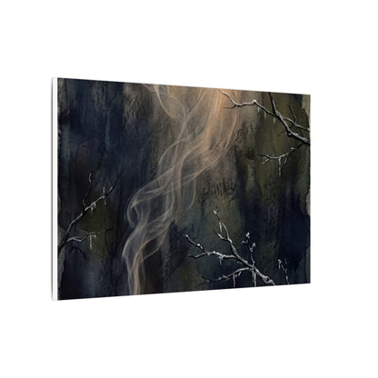 Incense Smoke Winter Canvas Art | Dark Japandi Moody Design