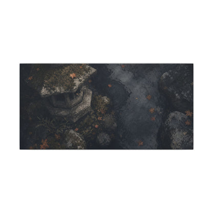 Stone Lantern Canvas Art | Autumn Japandi Texture Art