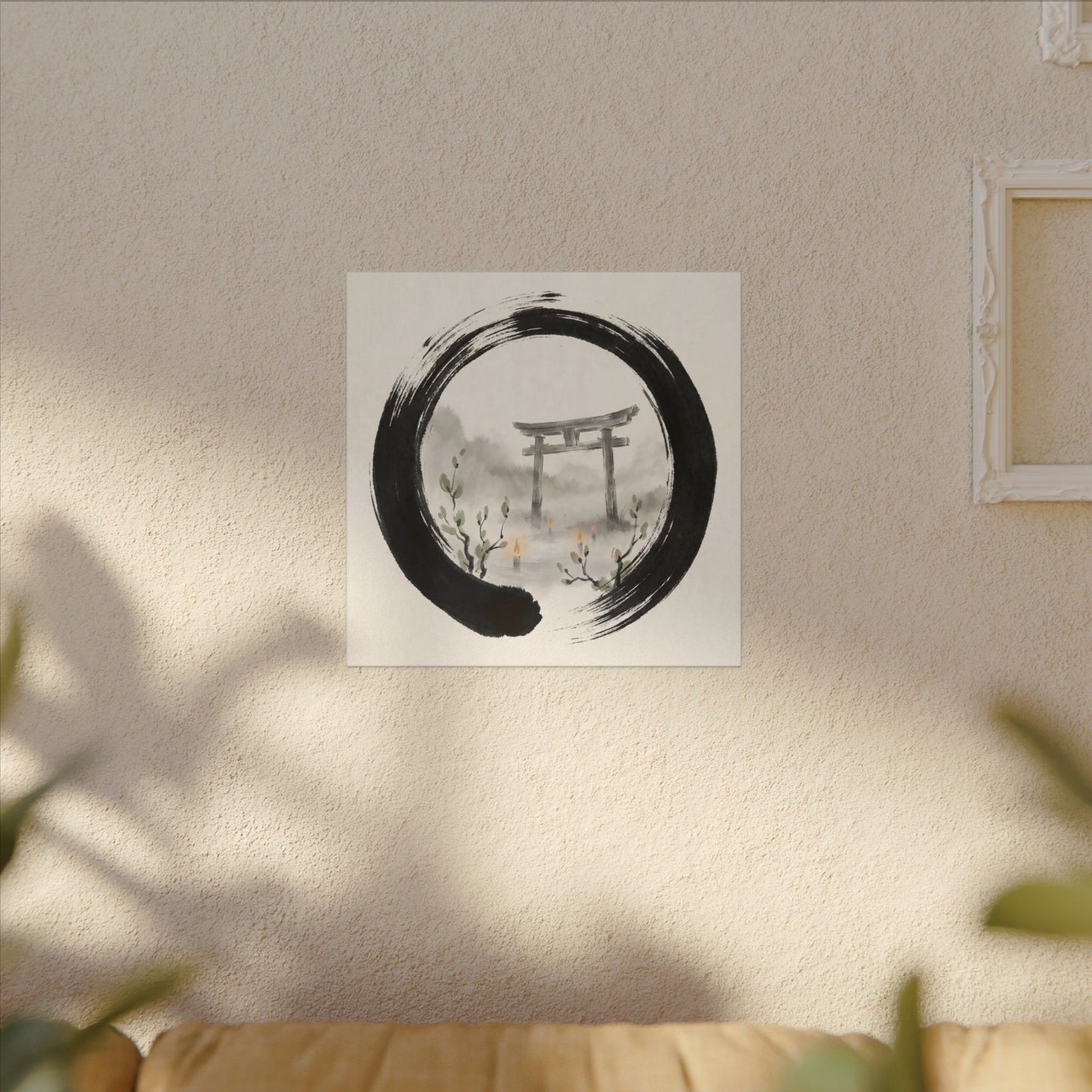 Spring Torii Gate Enso Canvas Art | Tranquil Decor