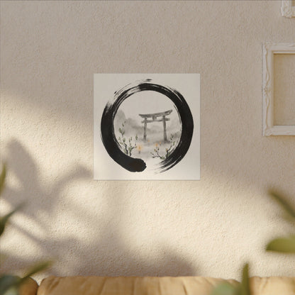 Spring Torii Gate Enso Canvas Art | Tranquil Decor