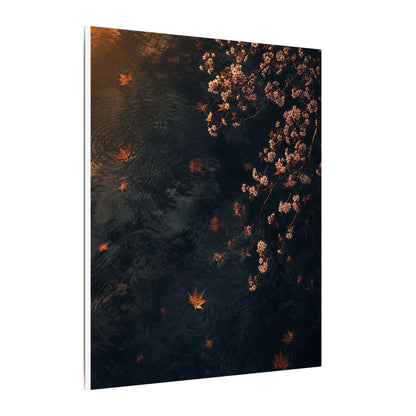 Golden Hour Cherry Blossom Canvas Art - Dark Japandi Kanso