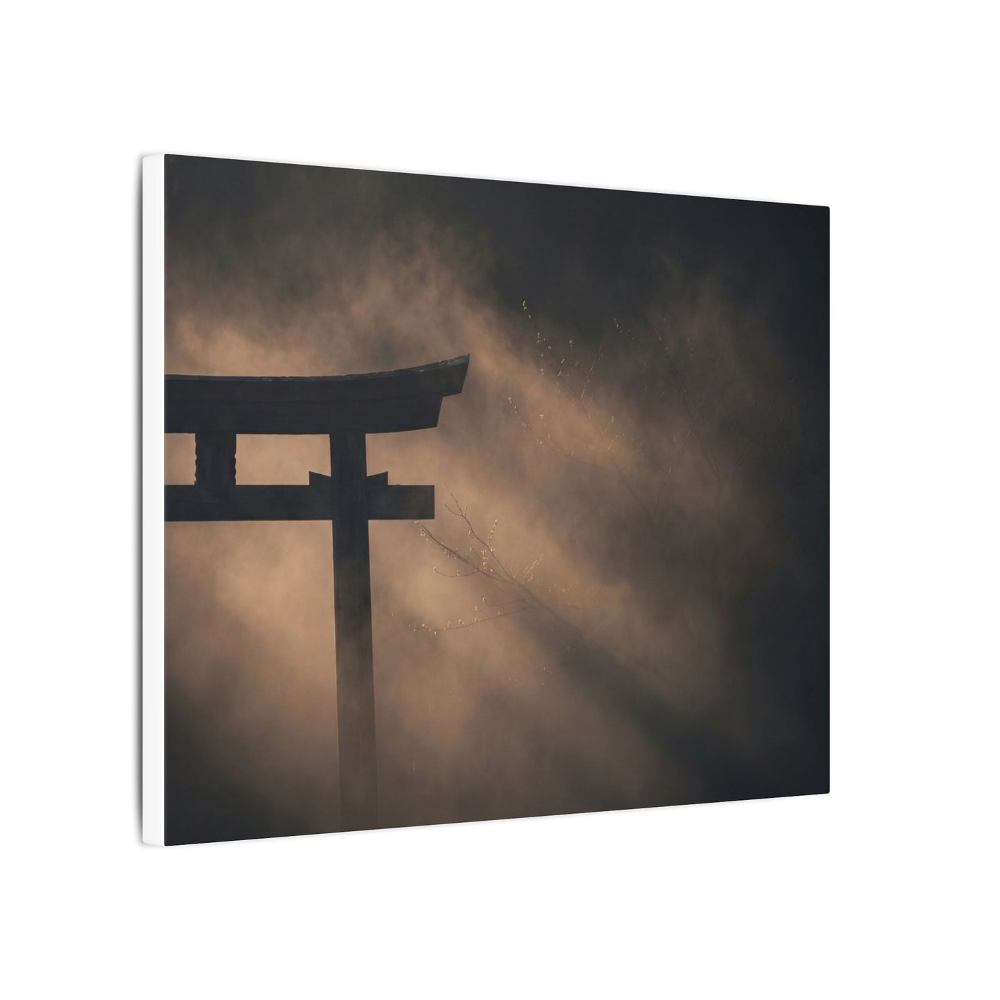 Torii Gate Shadow Zen Canvas Art | Bold Dark Japandi Art