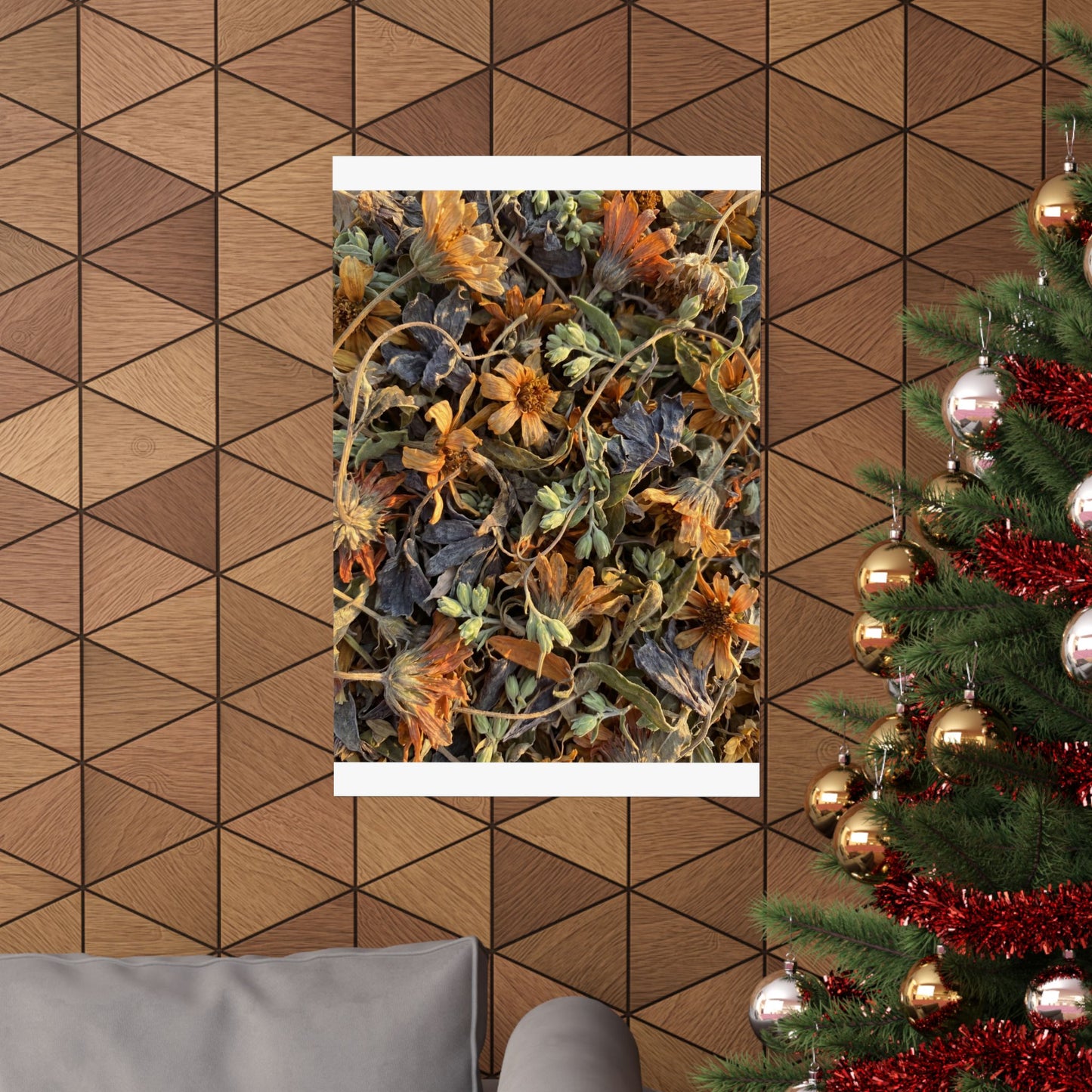 Spring Dried Flowers Japanese Pattern Wall Art Print | Warm Decor