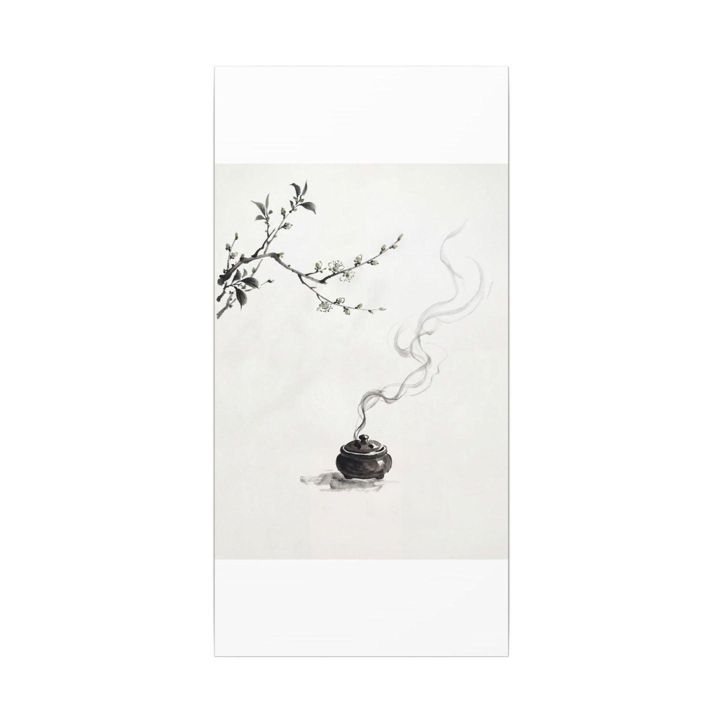 Calm Incense Smoke Canvas Art - Sumi E Zen