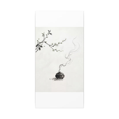 Calm Incense Smoke Canvas Art - Sumi E Zen