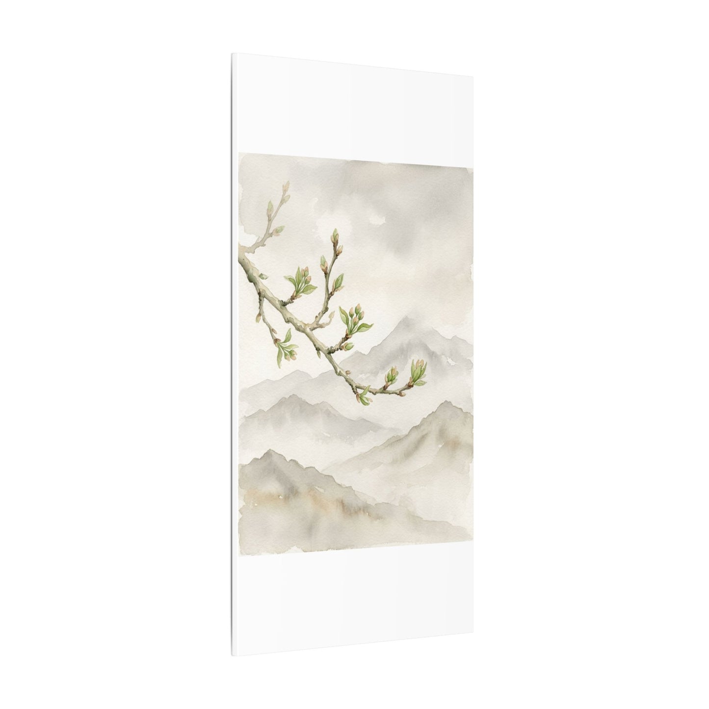 Spring Mountain Mist Watercolor Canvas Art | Cozy Decor
