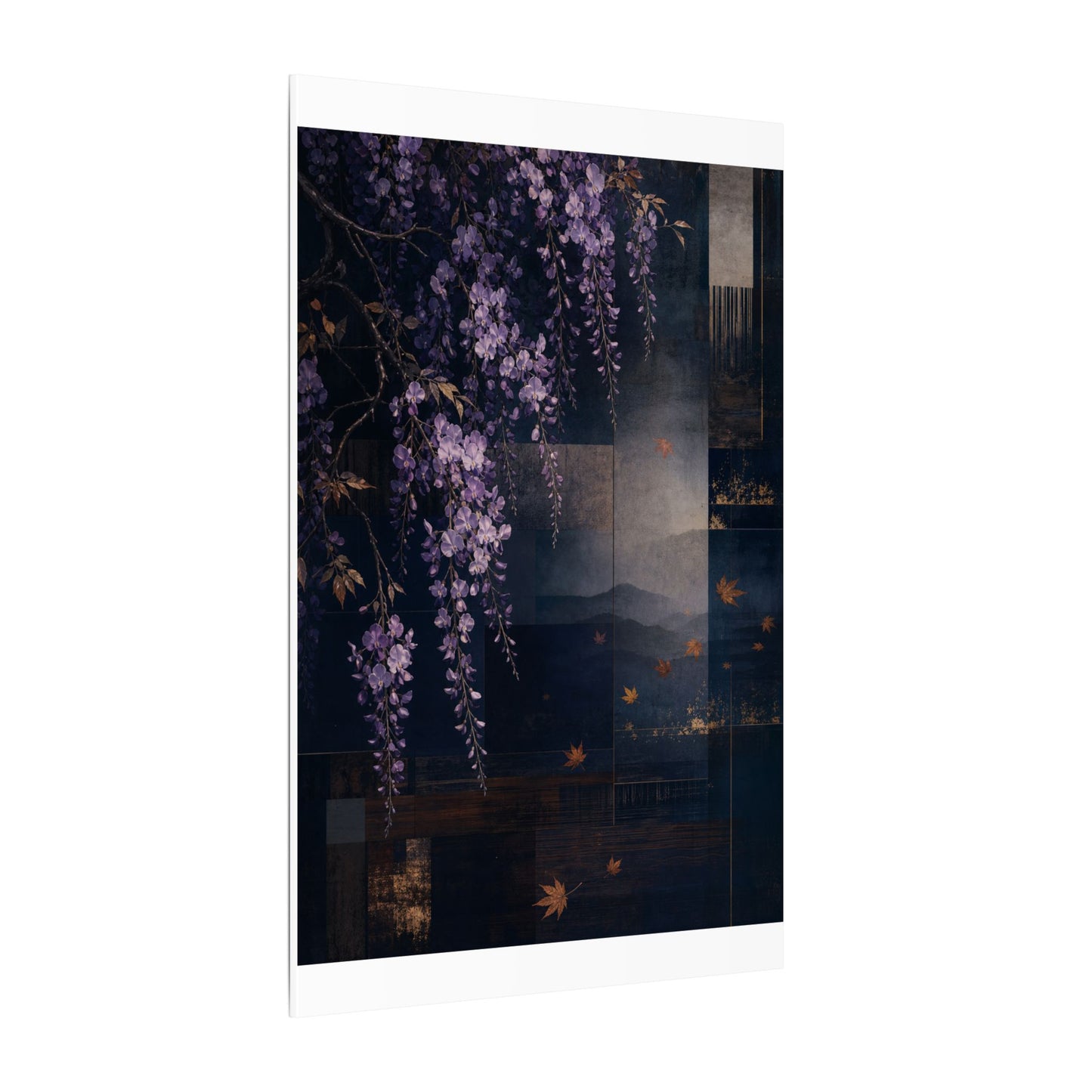 Dawn Wisteria Canvas Art - Dark Japandi Fukinsei