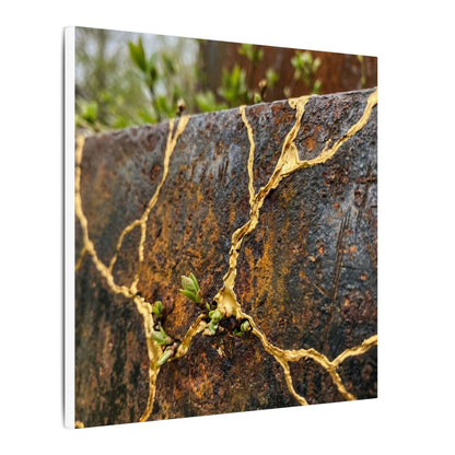 Mono No Aware Rust Patina Canvas Art - Kintsugi Gold Repair
