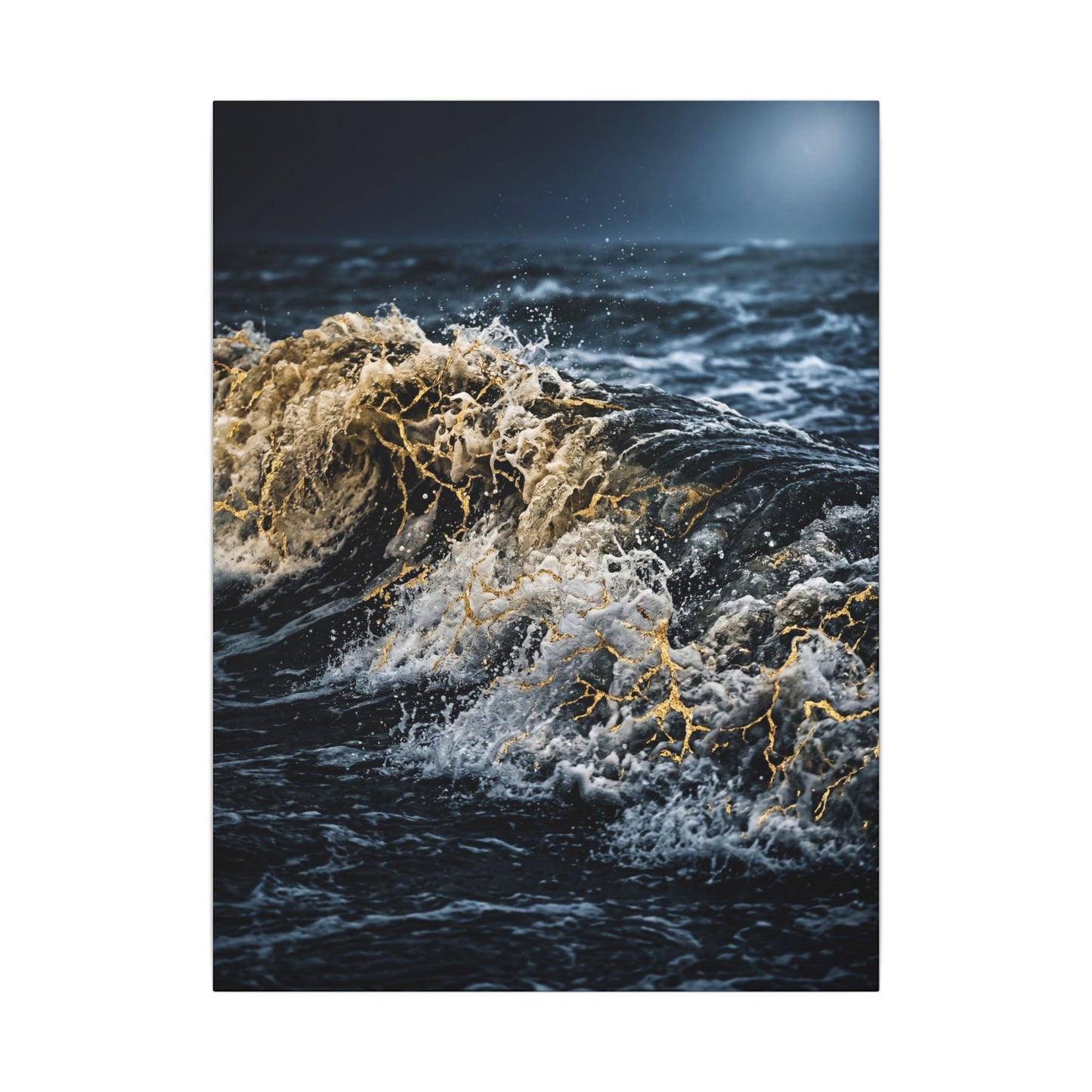 Ocean Wave Winter Canvas Art | Kintsugi Artful Design