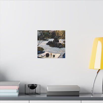 Zen Tea Ceremony in Golden Hour | Karesansui Canvas Art