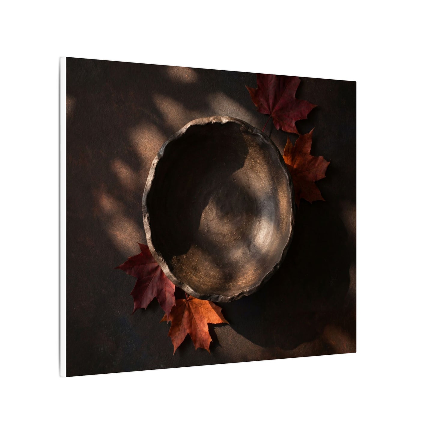 Ceramic Bowl Canvas Art | Autumn Dark Japandi Dark Texture Art