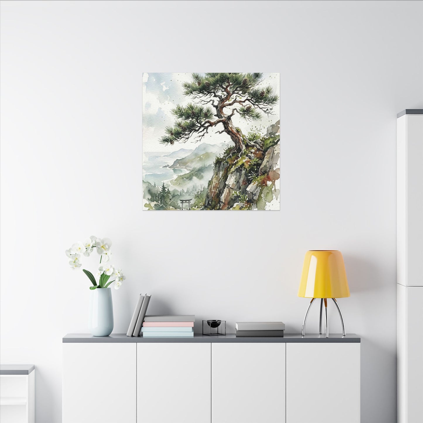 Pine Tree Spring Canvas Art | Japandi Neutral Design