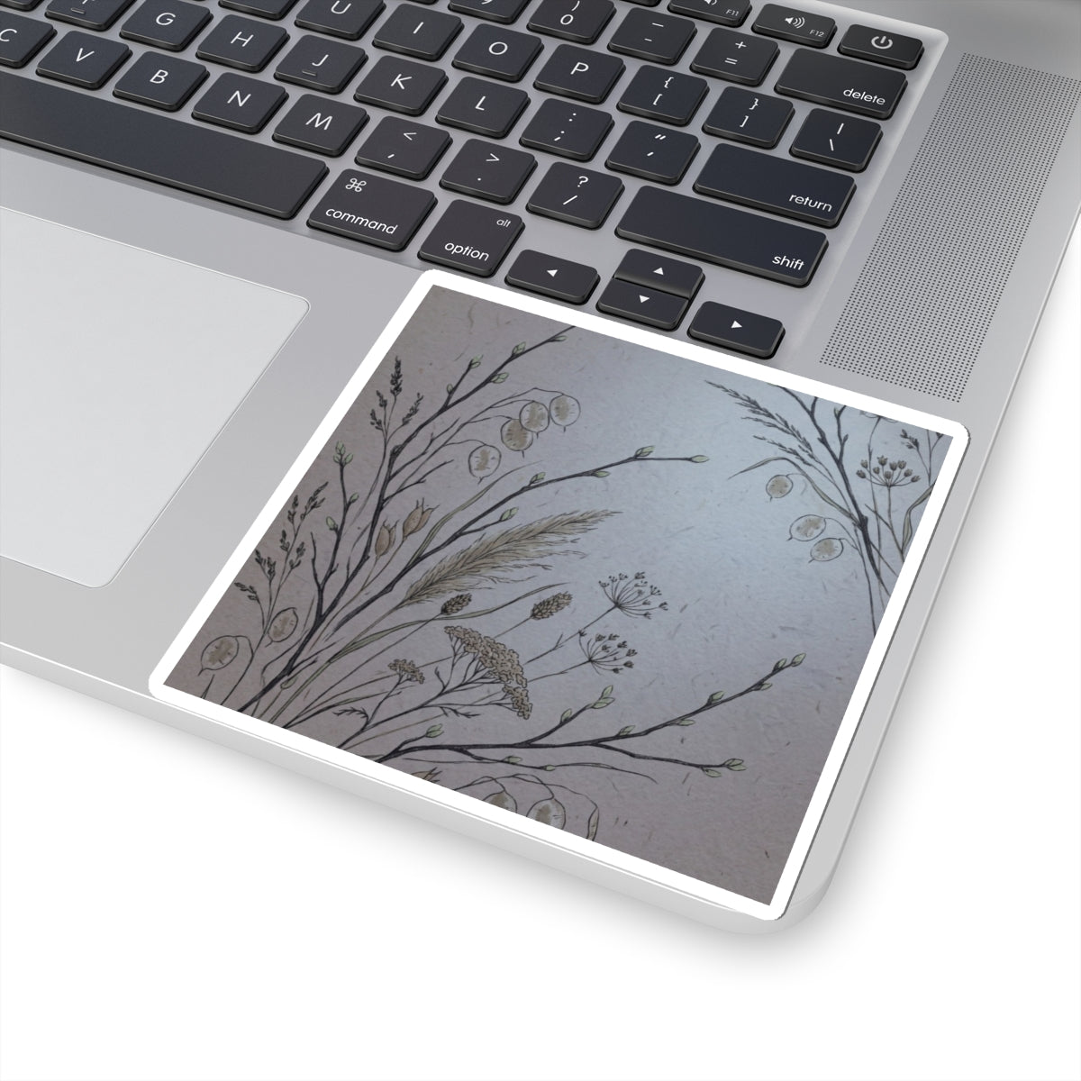 Moonlight Dried Flowers Sticker - Japandi Fukinsei Art Print