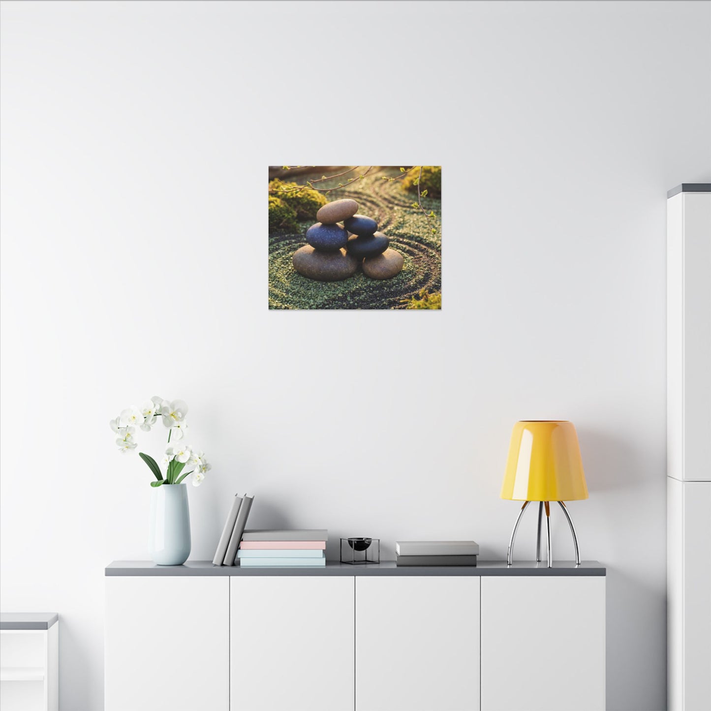 Zen River Stones in Golden Hour | Karesansui Canvas Art