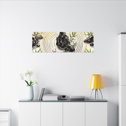 Zen Rock Garden in Golden Hour | Sumi E Canvas Art
