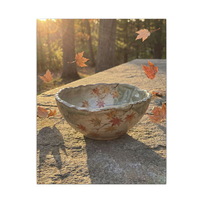 Japandi Ceramic Bowl in Golden Hour | Japanese Pattern Canvas Art