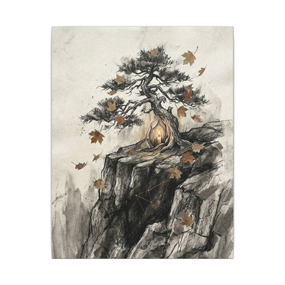 Pine Tree Autumn Canvas Art | Japandi Earthy Design