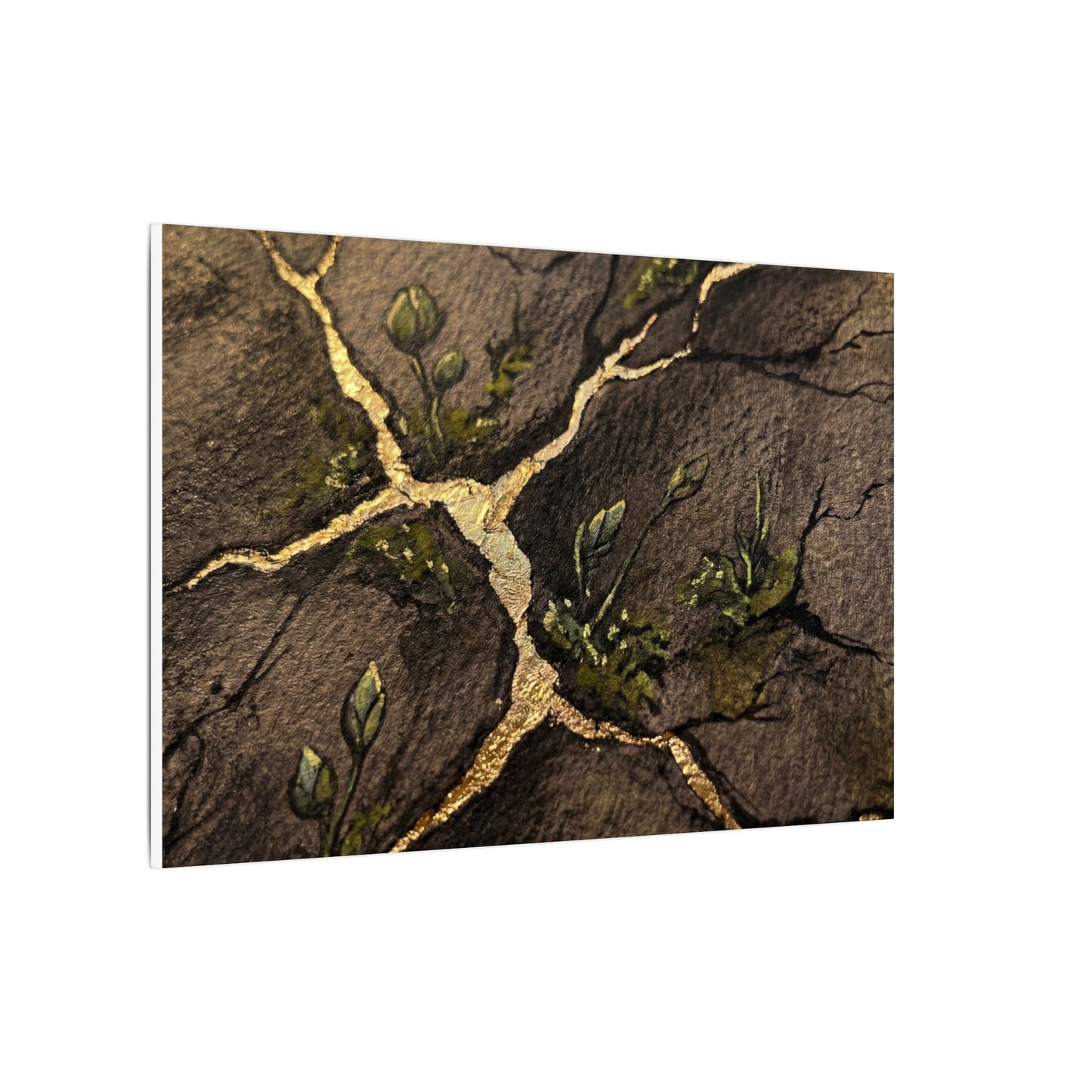 Spring Cracked Earth Charcoal Ink Canvas Art | Luxurious Decor