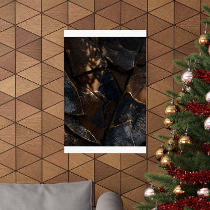 Fukinsei Broken Pottery Wall Art Print - Dark Japandi Dark Texture