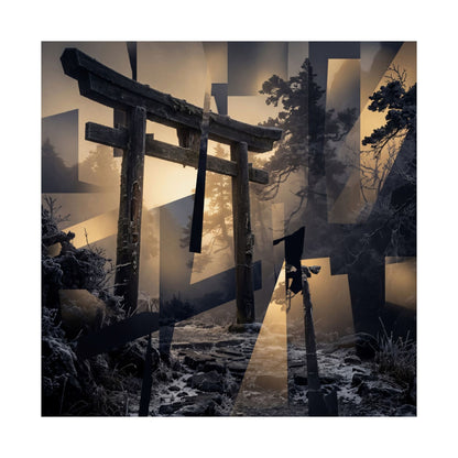 Torii Gate Wall Art Print | Winter Dark Japandi Moody Minimal Art