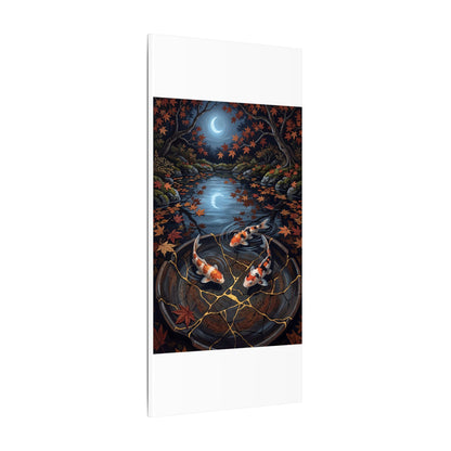 Koi Pond Canvas Art | Autumn Kintsugi Gold Repair Art