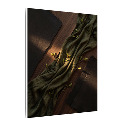 Silk Drape Canvas Art | Spring Dark Japandi Dark Texture Art