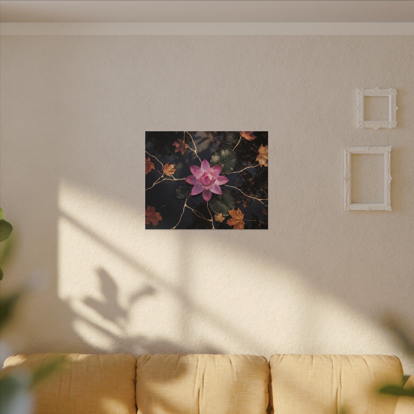 Ma Lotus Flower Canvas Art - Kintsugi Gold Vein