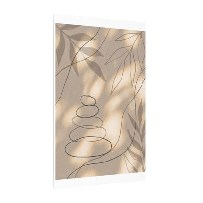 River Stones Minimal Line Canvas Art | Earthy Japandi Art